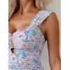 imageEomenie Womens One Piece Swimsuit Tummy Control Cutout Bathing Suit Push Up Wide Straps Swim SuitOrange Blue Floral