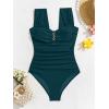imageEomenie Womens One Piece Swimsuit Tummy Control Cutout Bathing Suit Push Up Wide Straps Swim SuitPeacock Green