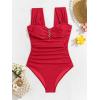imageEomenie Womens One Piece Swimsuit Tummy Control Cutout Bathing Suit Push Up Wide Straps Swim SuitRed