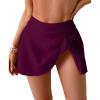 imageEomenie Womens High Waisted Swim Skirt Tummy Control Bikini Bottoms Side Tie Knot Bathing Suit Bottom with Builtin PantyWine Red