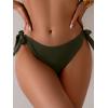 imageEomenie Thong Bikini Bottoms for Women Sexy Cheeky Swimsuit Bottom Low Rise Adjustable Tie Side Bathing SuitArmy Green