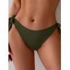imageEomenie Thong Bikini Bottoms for Women Sexy Cheeky Swimsuit Bottom Low Rise Adjustable Tie Side Bathing SuitArmy Green