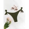 imageEomenie Thong Bikini Bottoms for Women Sexy Cheeky Swimsuit Bottom Low Rise Adjustable Tie Side Bathing SuitArmy Green