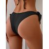 imageEomenie Thong Bikini Bottoms for Women Sexy Cheeky Swimsuit Bottom Low Rise Adjustable Tie Side Bathing SuitBlack