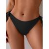imageEomenie Thong Bikini Bottoms for Women Sexy Cheeky Swimsuit Bottom Low Rise Adjustable Tie Side Bathing SuitBlack