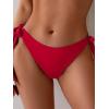 imageEomenie Thong Bikini Bottoms for Women Sexy Cheeky Swimsuit Bottom Low Rise Adjustable Tie Side Bathing SuitRed