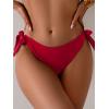 imageEomenie Thong Bikini Bottoms for Women Sexy Cheeky Swimsuit Bottom Low Rise Adjustable Tie Side Bathing SuitRed