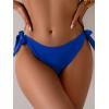 imageEomenie Thong Bikini Bottoms for Women Sexy Cheeky Swimsuit Bottom Low Rise Adjustable Tie Side Bathing SuitRoyal Blue