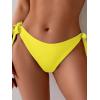 imageEomenie Thong Bikini Bottoms for Women Sexy Cheeky Swimsuit Bottom Low Rise Adjustable Tie Side Bathing SuitYellow