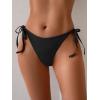 imageEomenie Womens Tie Side Bikini Bottom Cheeky Sexy String Bathing Suit Shorts Low Waist Swimsuit BottomsBlack