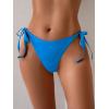 imageEomenie Womens Tie Side Bikini Bottom Cheeky Sexy String Bathing Suit Shorts Low Waist Swimsuit BottomsBlue