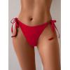 imageEomenie Womens Tie Side Bikini Bottom Cheeky Sexy String Bathing Suit Shorts Low Waist Swimsuit BottomsRed