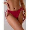 imageEomenie Womens Tie Side Bikini Bottom Cheeky Sexy String Bathing Suit Shorts Low Waist Swimsuit BottomsRed
