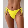 imageEomenie Womens Tie Side Bikini Bottom Cheeky Sexy String Bathing Suit Shorts Low Waist Swimsuit BottomsYellow