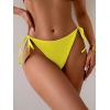 imageEomenie Womens Tie Side Bikini Bottom Cheeky Sexy String Bathing Suit Shorts Low Waist Swimsuit BottomsYellow