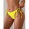 imageEomenie Womens Tie Side Bikini Bottom Cheeky Sexy String Bathing Suit Shorts Low Waist Swimsuit BottomsYellow