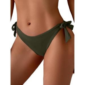 imageEomenie Thong Bikini Bottoms for Women Sexy Cheeky Swimsuit Bottom Low Rise Adjustable Tie Side Bathing SuitArmy Green