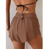imageEomenie Womens Swim Board Shorts High Waisted Bathing Suit Bottom Flowy Swim Trunks Swimsuit Bottom with Builtin BriefBrown