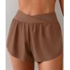 imageEomenie Womens Swim Board Shorts High Waisted Bathing Suit Bottom Flowy Swim Trunks Swimsuit Bottom with Builtin BriefBrown