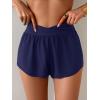 imageEomenie Womens Swim Board Shorts High Waisted Bathing Suit Bottom Flowy Swim Trunks Swimsuit Bottom with Builtin BriefNavy Blue