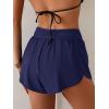 imageEomenie Womens Swim Board Shorts High Waisted Bathing Suit Bottom Flowy Swim Trunks Swimsuit Bottom with Builtin BriefNavy Blue
