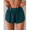 imageEomenie Womens Swim Board Shorts High Waisted Bathing Suit Bottom Flowy Swim Trunks Swimsuit Bottom with Builtin BriefPeacock Green