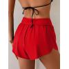 imageEomenie Womens Swim Board Shorts High Waisted Bathing Suit Bottom Flowy Swim Trunks Swimsuit Bottom with Builtin BriefRed