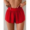 imageEomenie Womens Swim Board Shorts High Waisted Bathing Suit Bottom Flowy Swim Trunks Swimsuit Bottom with Builtin BriefRed