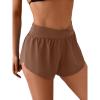 imageEomenie Womens Swim Board Shorts High Waisted Bathing Suit Bottom Flowy Swim Trunks Swimsuit Bottom with Builtin BriefBrown