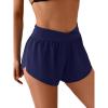 imageEomenie Womens Swim Board Shorts High Waisted Bathing Suit Bottom Flowy Swim Trunks Swimsuit Bottom with Builtin BriefNavy Blue