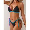 imageEomenie Sexy Bikini Sets for Women Halter Triangle Top Two Piece Swimsuit Tie Side Bathing Suit Color Block SwimwearBlack 01