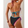 imageEomenie Sexy Bikini Sets for Women Halter Triangle Top Two Piece Swimsuit Tie Side Bathing Suit Color Block SwimwearBlack 01
