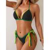 imageEomenie Sexy Bikini Sets for Women Halter Triangle Top Two Piece Swimsuit Tie Side Bathing Suit Color Block SwimwearBlack 02