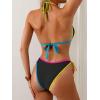 imageEomenie Sexy Bikini Sets for Women Halter Triangle Top Two Piece Swimsuit Tie Side Bathing Suit Color Block SwimwearBlack 03