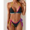 imageEomenie Sexy Bikini Sets for Women Halter Triangle Top Two Piece Swimsuit Tie Side Bathing Suit Color Block SwimwearBlack 03