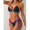imageEomenie Sexy Bikini Sets for Women Halter Triangle Top Two Piece Swimsuit Tie Side Bathing Suit Color Block SwimwearBlack 03