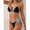imageEomenie Sexy Bikini Sets for Women Halter Triangle Top Two Piece Swimsuit Tie Side Bathing Suit Color Block SwimwearBlack 04