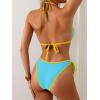 imageEomenie Sexy Bikini Sets for Women Halter Triangle Top Two Piece Swimsuit Tie Side Bathing Suit Color Block SwimwearLight Blue
