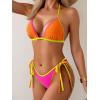 imageEomenie Sexy Bikini Sets for Women Halter Triangle Top Two Piece Swimsuit Tie Side Bathing Suit Color Block SwimwearOrange  Pink