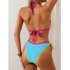 imageEomenie Sexy Bikini Sets for Women Halter Triangle Top Two Piece Swimsuit Tie Side Bathing Suit Color Block SwimwearYellow  Blue