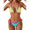 imageEomenie Sexy Bikini Sets for Women Halter Triangle Top Two Piece Swimsuit Tie Side Bathing Suit Color Block SwimwearYellow  Blue