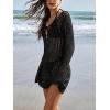 imageEomenie Swimsuit Crochet Cover Up for Women Hollow Out Bathing Suit Coverups V Neck Cutout Knit Beach Dress BeachwearBlack