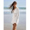 imageEomenie Swimsuit Crochet Cover Up for Women Hollow Out Bathing Suit Coverups V Neck Cutout Knit Beach Dress BeachwearWhite