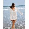 imageEomenie Swimsuit Crochet Cover Up for Women Hollow Out Bathing Suit Coverups V Neck Cutout Knit Beach Dress BeachwearWhite