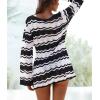 imageEomenie Women Crochet Swim Cover Up Summer Bathing Suit Hollow Out Long Sleeve Dress Coverup Mesh Knit Beach OutfitsBlack and White