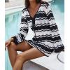 imageEomenie Women Crochet Swim Cover Up Summer Bathing Suit Hollow Out Long Sleeve Dress Coverup Mesh Knit Beach OutfitsBlack and White