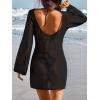 imageEomenie Womens Crochet Swimsuit Cover Up Knit Long Sleeve Bathing Suit Coverups 2025 Summer Swimwear Beach DressBlack