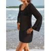 imageEomenie Womens Crochet Swimsuit Cover Up Knit Long Sleeve Bathing Suit Coverups 2025 Summer Swimwear Beach DressBlack