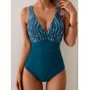 imageEomenie Womens One Piece Swimsuits Tummy Control Ruched Push Up Bathing Suit Tie Back Slimming SwimwearPeacock Green Spot