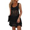 imageEomenie Womens Swimsuit Lace Cover Up Loose Sheer Sleeveless Swim Cover Sexy Backless Bathing Suit Coverup Beach DressBlack